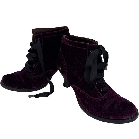Women's Neosens Purple Velvet, Gothic, Fairy Core ,witch, Ankle Booties size 9 - Picture 2 of 16